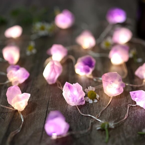 Natural Amethyst Crystal Lights Color Change Gem Fairy Lights - Picture 1 of 6